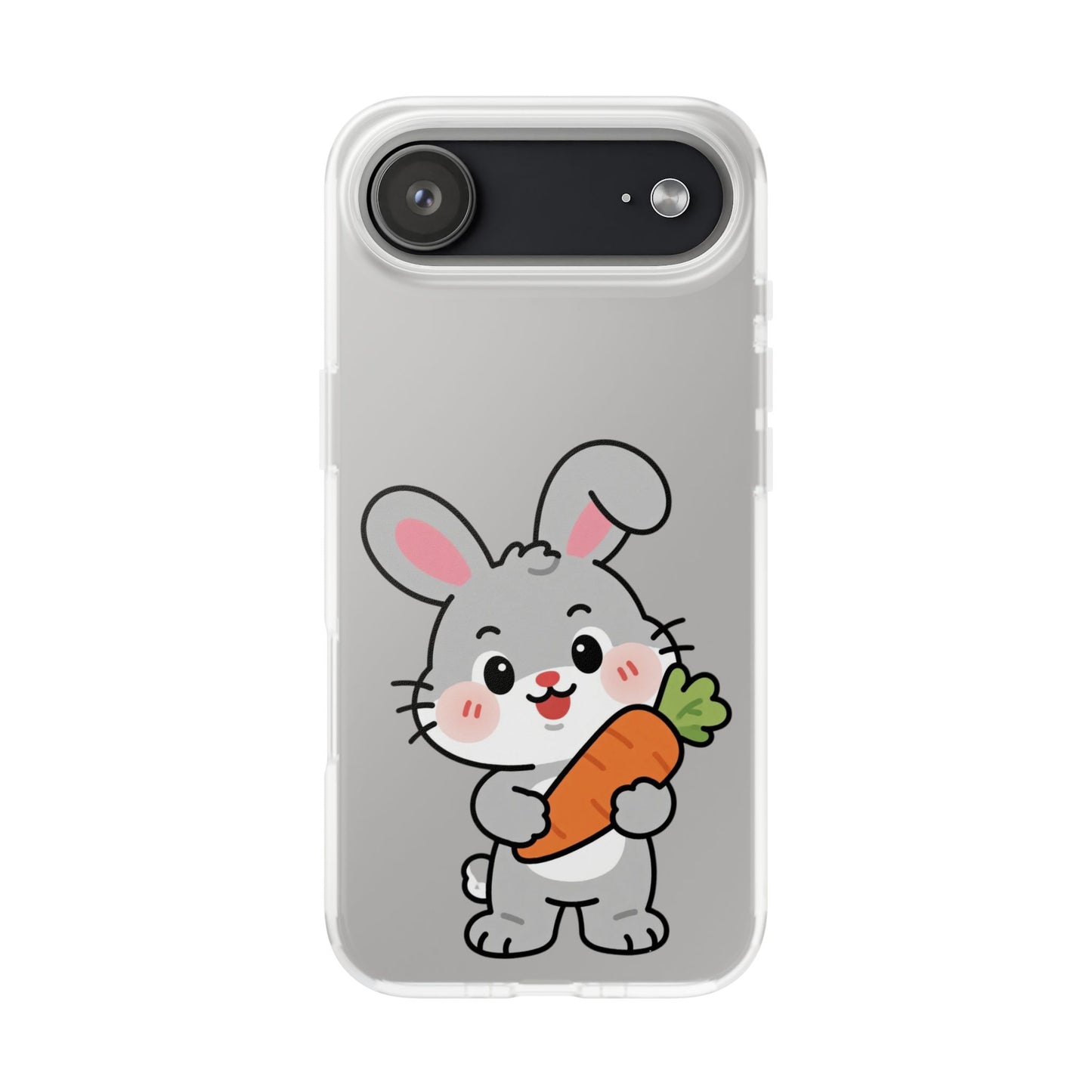 Playful Bunny Holding Carrot Phone Case – Soft, Charming Protective Cover