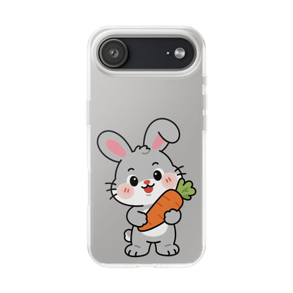 Playful Bunny Holding Carrot Phone Case – Soft, Charming Protective Cover