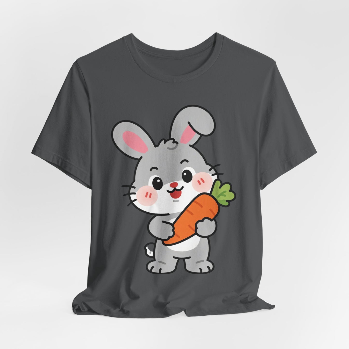Sweet Bunny & Carrot Graphic Tee – Soft Pastel Rabbit Illustration Shirt
