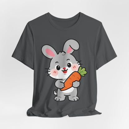 Sweet Bunny & Carrot Graphic Tee – Soft Pastel Rabbit Illustration Shirt