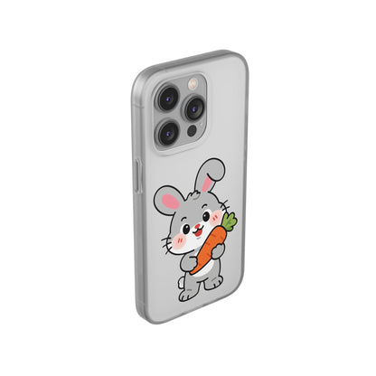 Playful Bunny Holding Carrot Phone Case – Soft, Charming Protective Cover