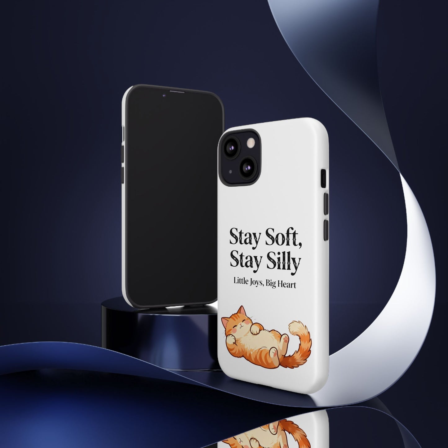Orange Cat Aesthetic Phone Case – Stay Soft, Stay Silly | Custom Text Available | Little Joys, Big Heart