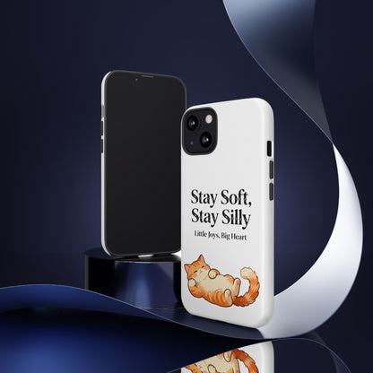 Orange Cat Aesthetic Phone Case – Stay Soft, Stay Silly | Custom Text Available | Little Joys, Big Heart