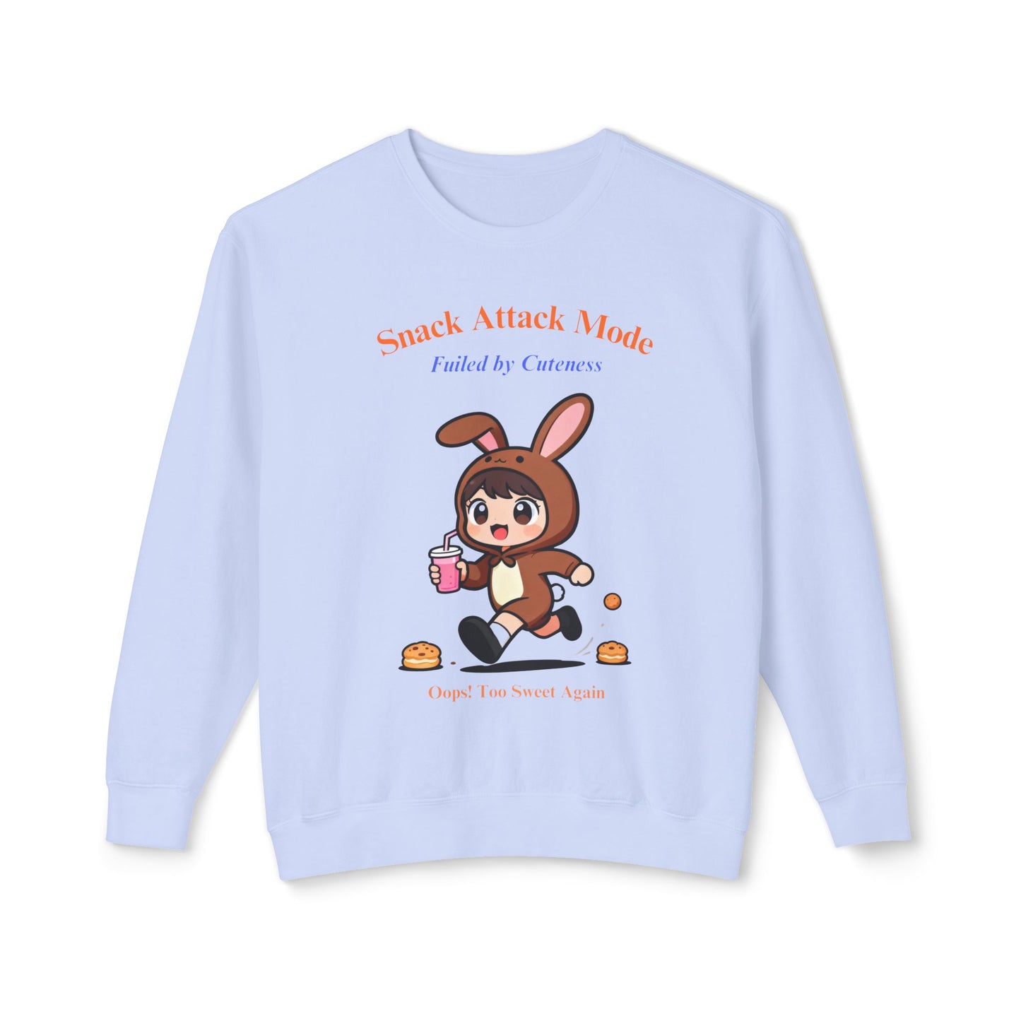 Kawaii Bunny Snack Lover Crewneck – Cute Cartoon Pullover for Cozy Everyday Style