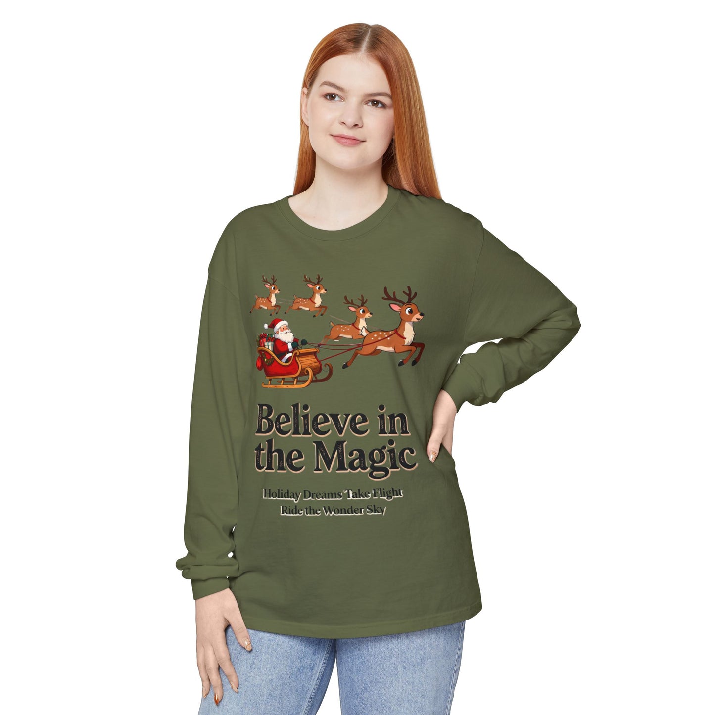 Holiday Spirit Long Sleeve Tee – Believe in the Magic of Christmas with Cozy Festive Style