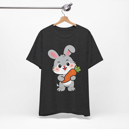 Sweet Bunny & Carrot Graphic Tee – Soft Pastel Rabbit Illustration Shirt