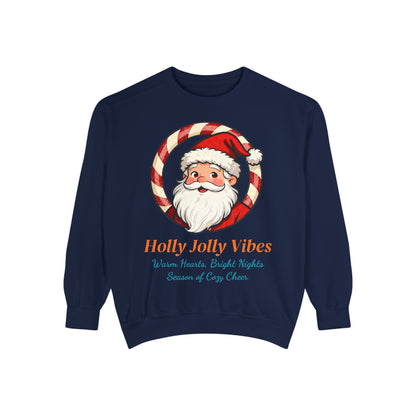 Vintage Santa Face Christmas Sweatshirt – Cozy “Holly Jolly” Holiday Pullover for Winter Cheer