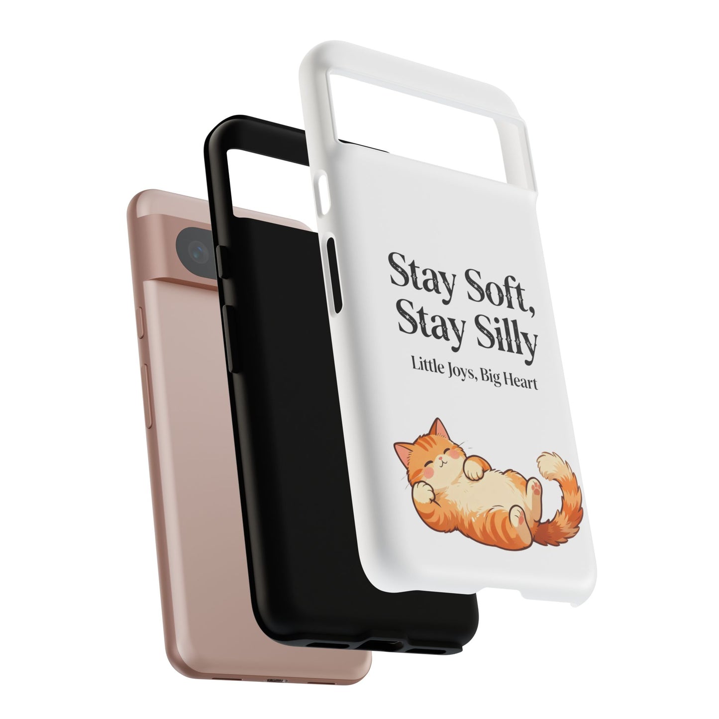 Orange Cat Aesthetic Phone Case – Stay Soft, Stay Silly | Custom Text Available | Little Joys, Big Heart