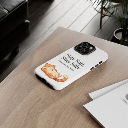 Orange Cat Aesthetic Phone Case – Stay Soft, Stay Silly | Custom Text Available | Little Joys, Big Heart