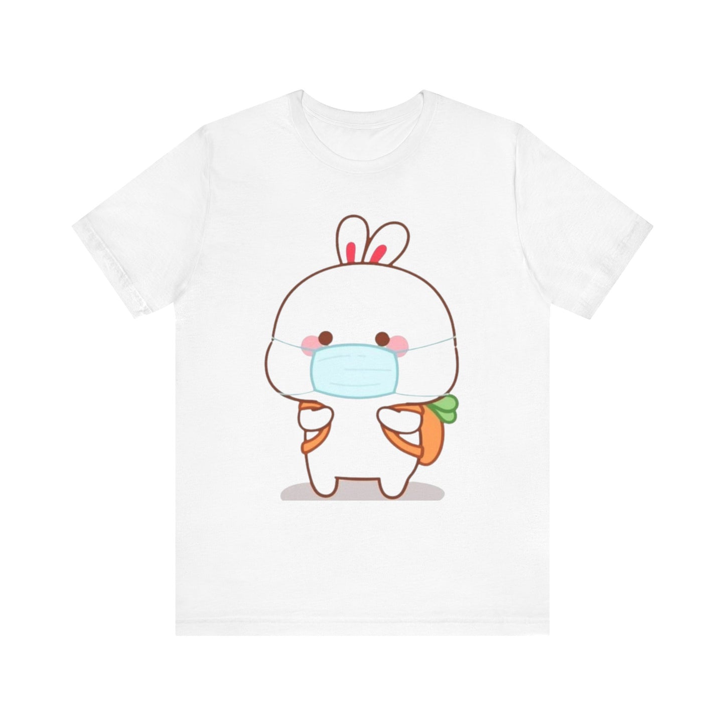 Playful Bunny in Mask T-Shirt – Adorable Carrot-Loving Rabbit Cartoon Design