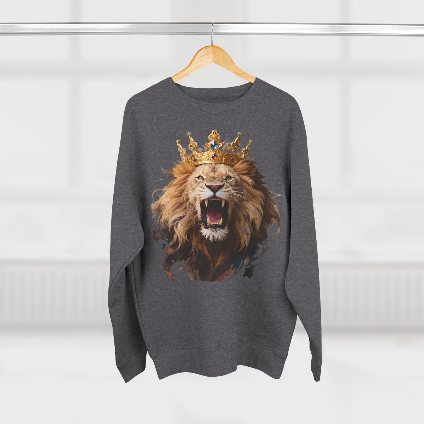 Royal King Lion Custom Crewneck Sweatshirt – Personalized Unisex Pullover