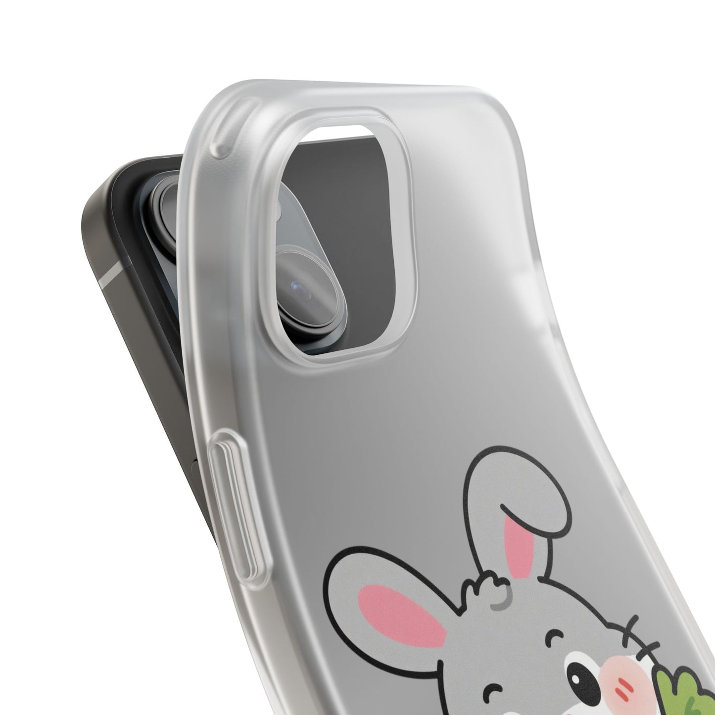 Playful Bunny Holding Carrot Phone Case – Soft, Charming Protective Cover
