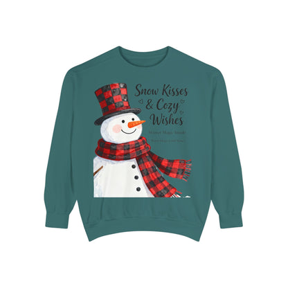 Warm Winter Plaid Snowman Sweatshirt – Cozy Holiday Crewneck for Christmas Cheer