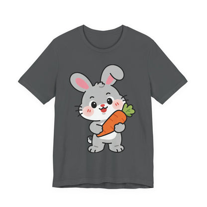 Sweet Bunny & Carrot Graphic Tee – Soft Pastel Rabbit Illustration Shirt