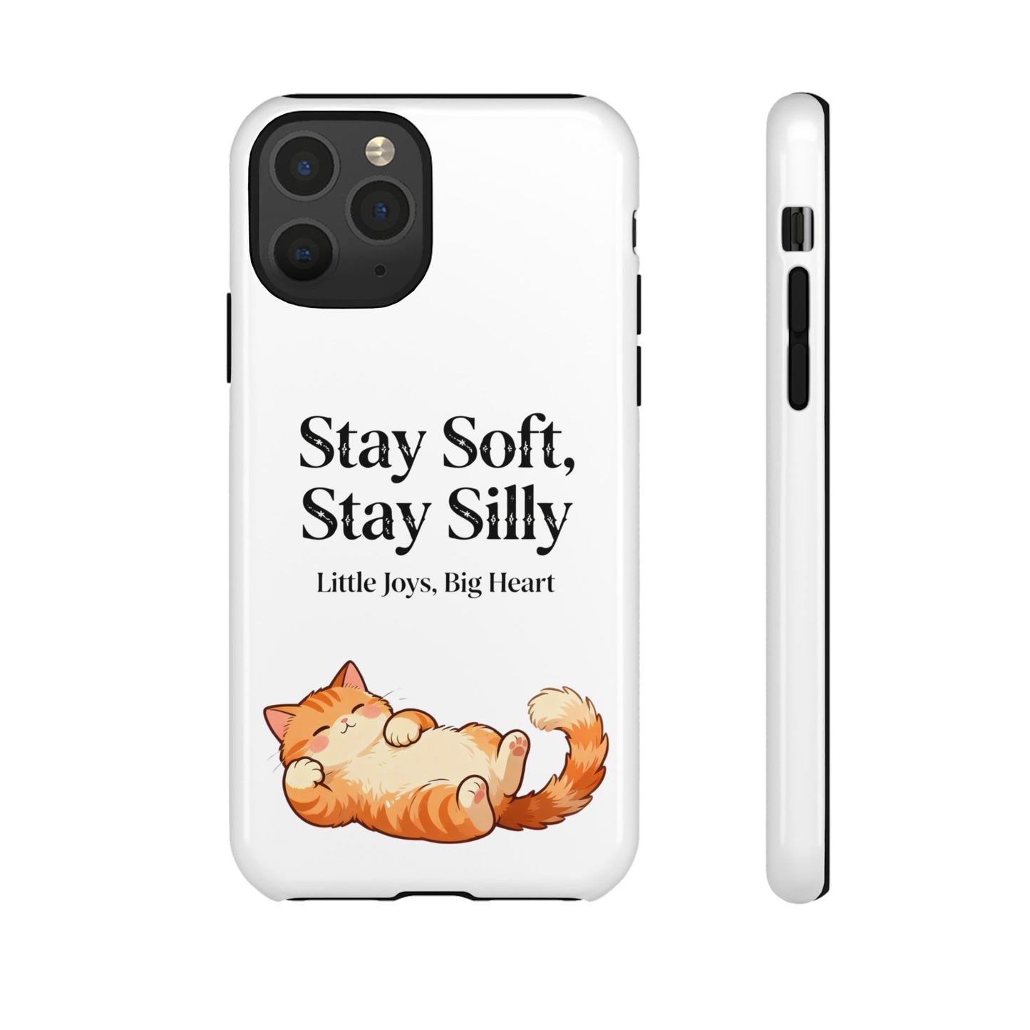 Orange Cat Aesthetic Phone Case – Stay Soft, Stay Silly | Custom Text Available | Little Joys, Big Heart