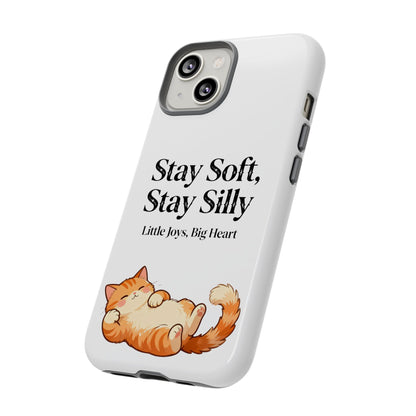 Orange Cat Aesthetic Phone Case – Stay Soft, Stay Silly | Custom Text Available | Little Joys, Big Heart