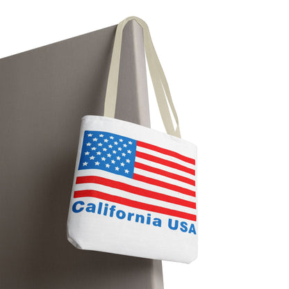 California Bear Pride Tote – Bold USA Flag Canvas Bag for Everyday Carry