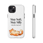 Orange Cat Aesthetic Phone Case – Stay Soft, Stay Silly | Custom Text Available | Little Joys, Big Heart