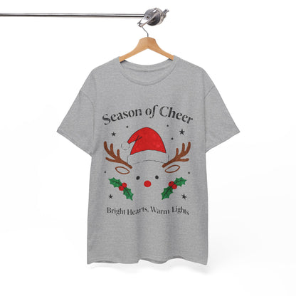 Bright Hearts Reindeer Christmas T-Shirt – Cozy Holiday Gift for Family and Friends