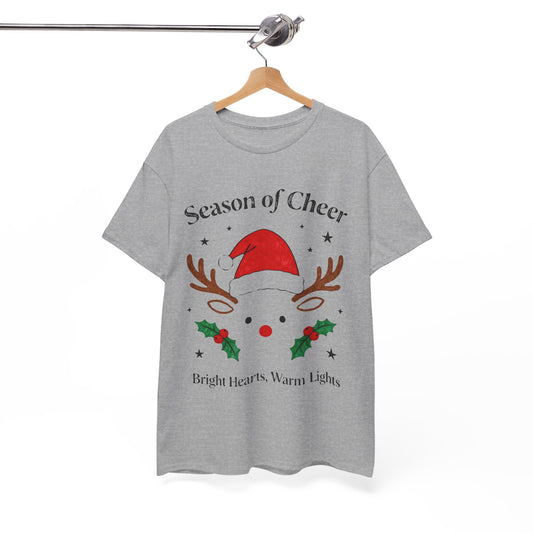 Bright Hearts Reindeer Christmas T-Shirt – Cozy Holiday Gift for Family and Friends