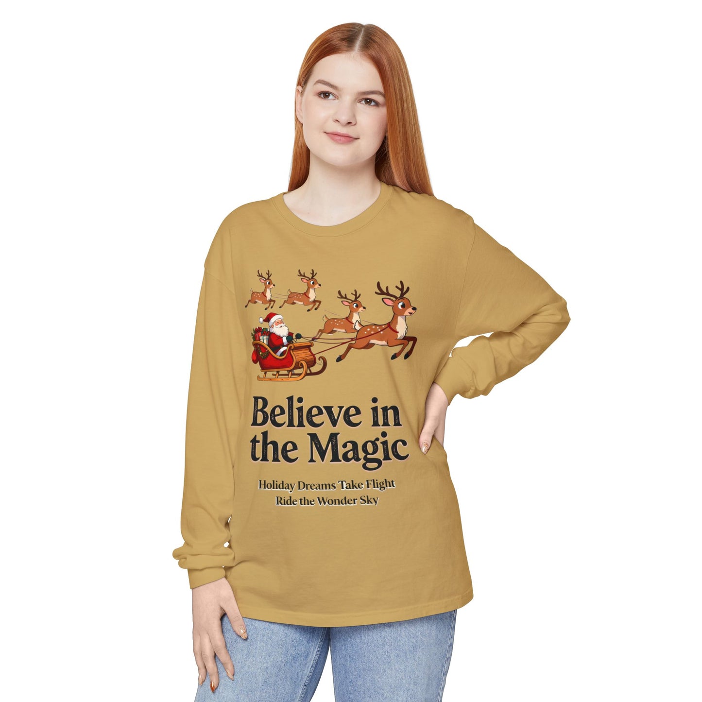 Holiday Spirit Long Sleeve Tee – Believe in the Magic of Christmas with Cozy Festive Style