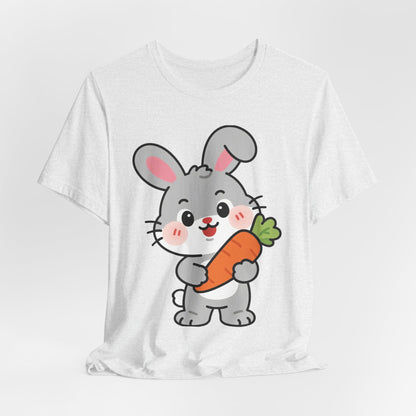 Sweet Bunny & Carrot Graphic Tee – Soft Pastel Rabbit Illustration Shirt