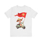 intage Vespa Rider Tee – Adorable Kid & Star Flag Illustration, Travel-Style Vietnam Graphic Shirt