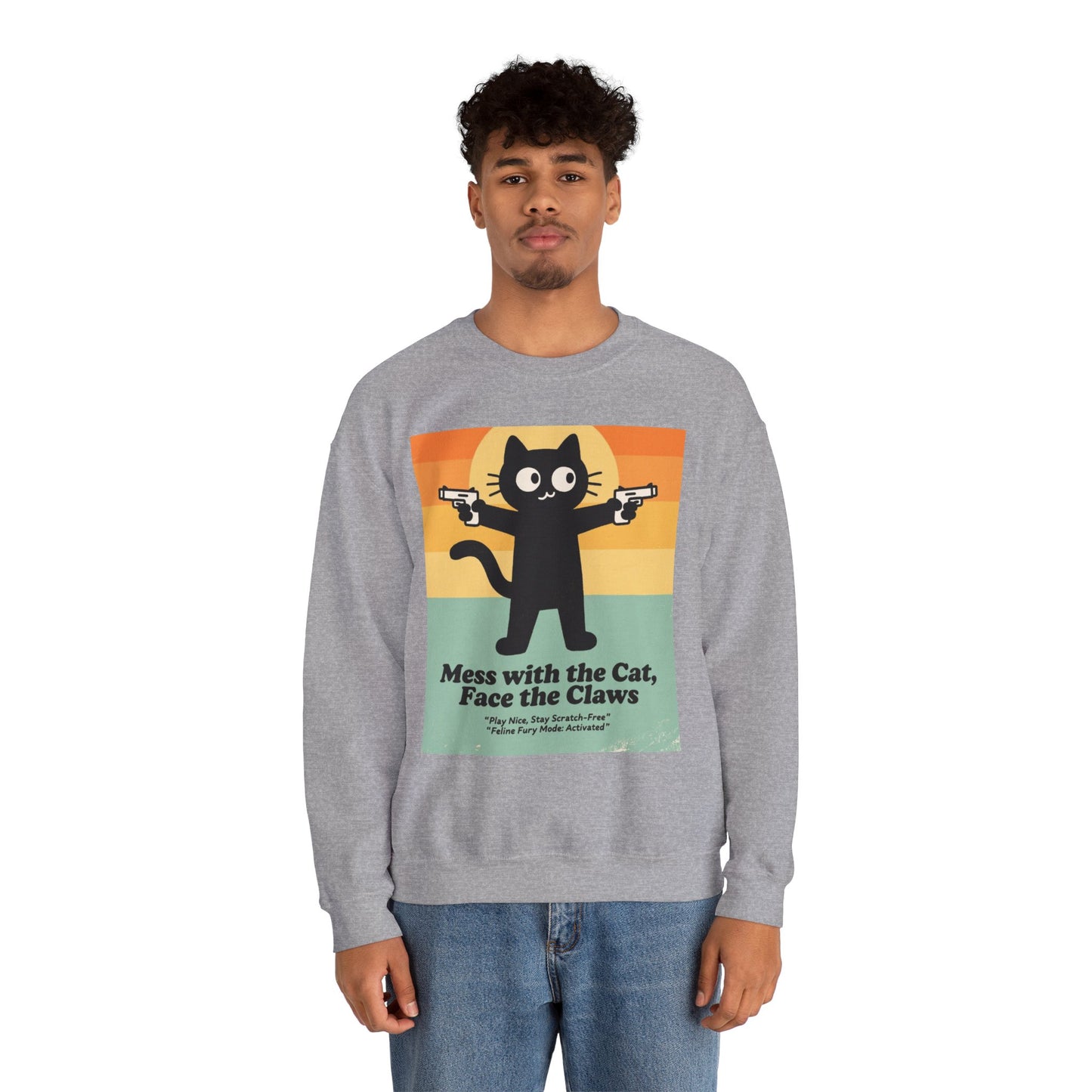 Claw Power Vintage Sweatshirt – Bold Cat Graphic with Retro Edge and Street Cool Vibe