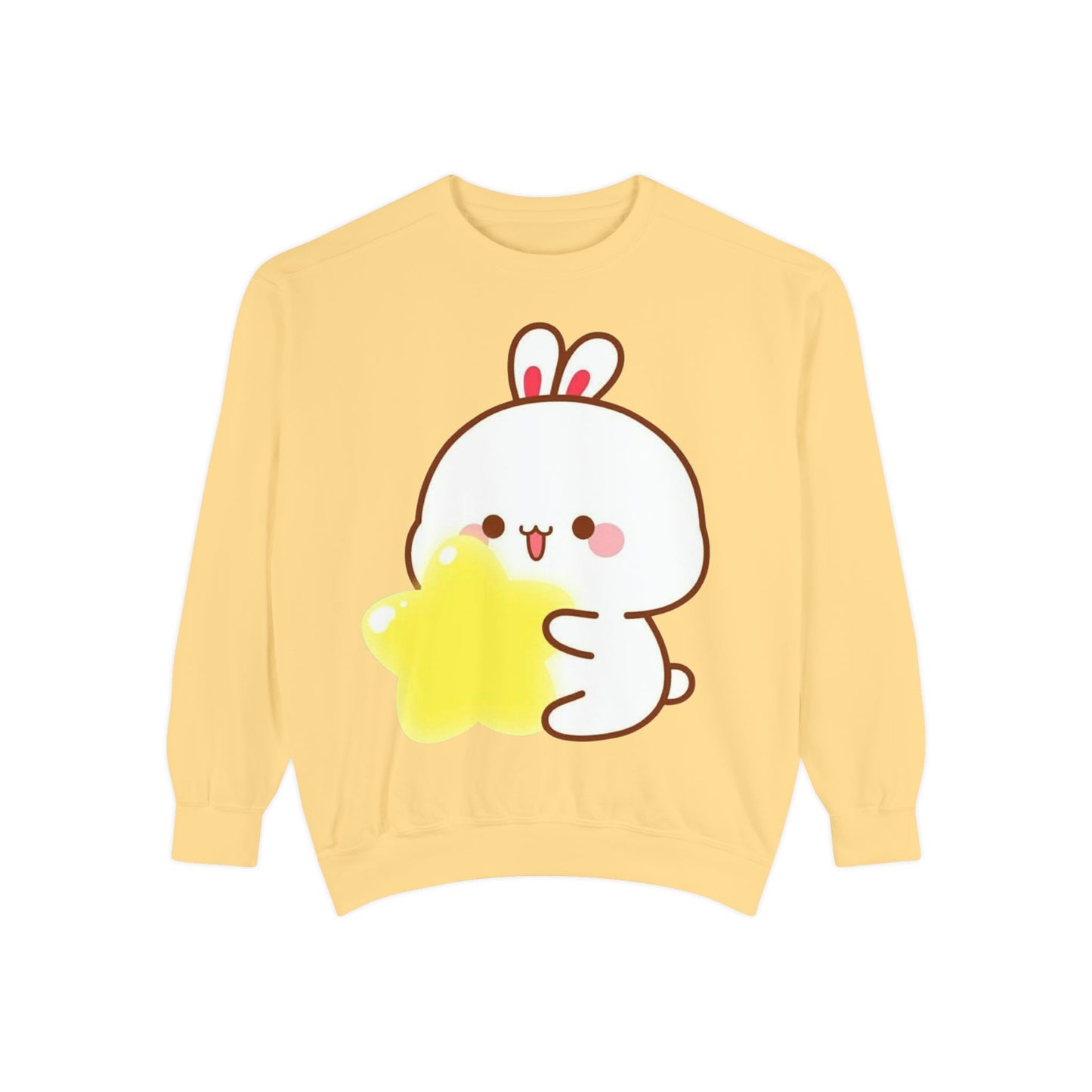 Kawaii Bunny and Star Sweatshirt – Cozy Cute Cartoon Crewneck for Dreamy Days