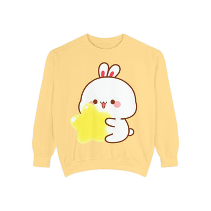 Kawaii Bunny and Star Sweatshirt – Cozy Cute Cartoon Crewneck for Dreamy Days