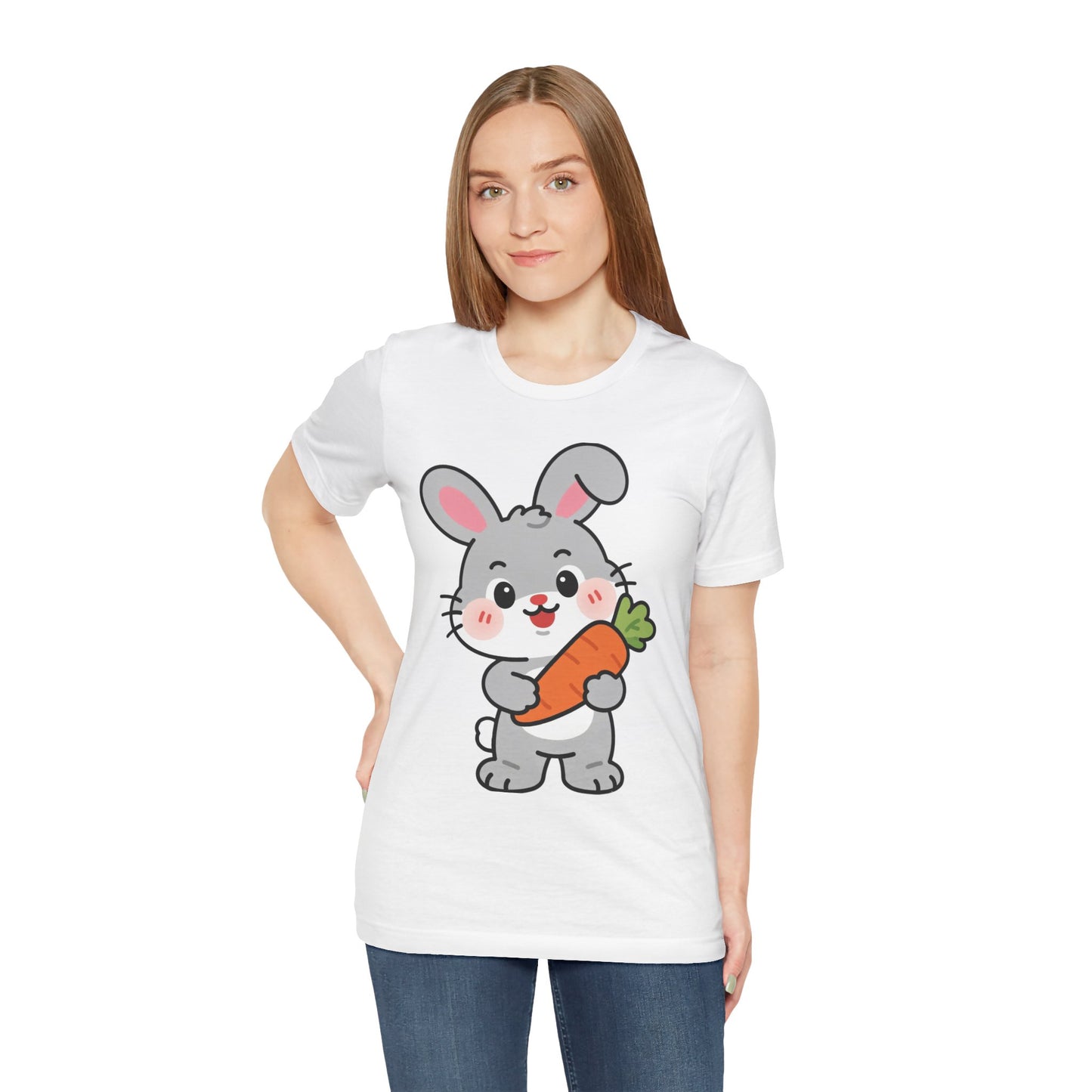 Sweet Bunny & Carrot Graphic Tee – Soft Pastel Rabbit Illustration Shirt