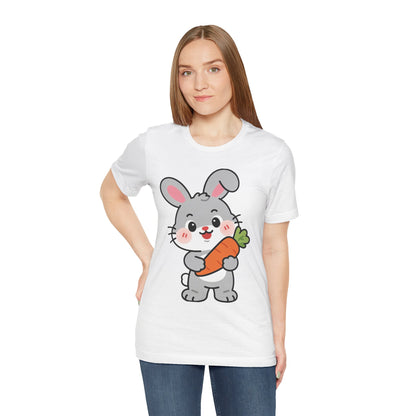 Sweet Bunny & Carrot Graphic Tee – Soft Pastel Rabbit Illustration Shirt