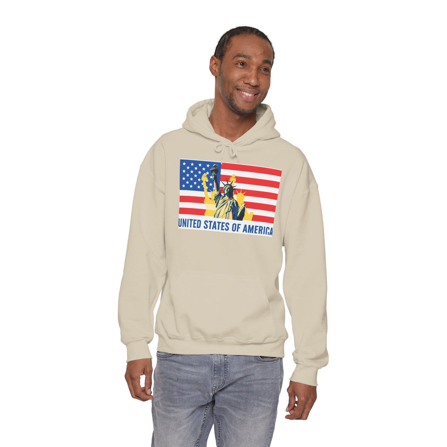 Custom Patriotic USA Flag Hoodie – Unisex Heavy Blend™ Sweatshirt | American Pride | Personalized Gift