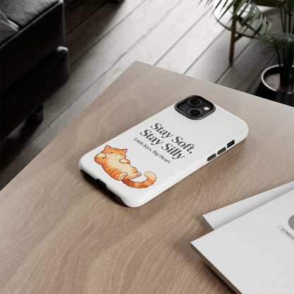Orange Cat Aesthetic Phone Case – Stay Soft, Stay Silly | Custom Text Available | Little Joys, Big Heart