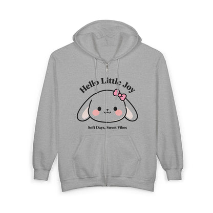 Kawaii Bunny Zip-Up Hoodie – Soft Full-Zip Sweatshirt with Joyful Rabbit Design