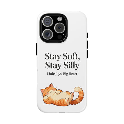 Orange Cat Aesthetic Phone Case – Stay Soft, Stay Silly | Custom Text Available | Little Joys, Big Heart