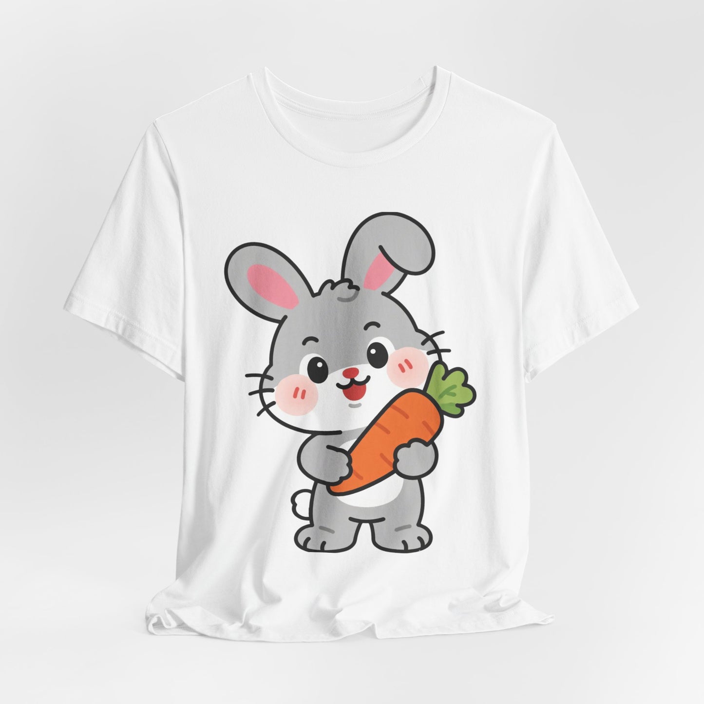 Sweet Bunny & Carrot Graphic Tee – Soft Pastel Rabbit Illustration Shirt