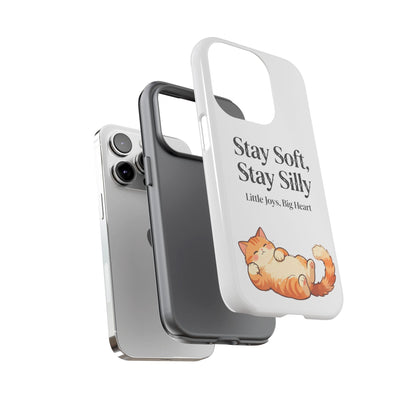 Orange Cat Aesthetic Phone Case – Stay Soft, Stay Silly | Custom Text Available | Little Joys, Big Heart