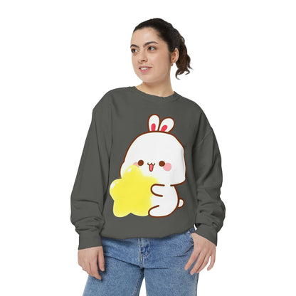 Kawaii Bunny and Star Sweatshirt – Cozy Cute Cartoon Crewneck for Dreamy Days
