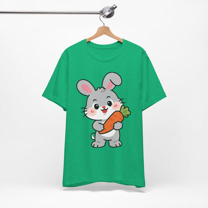 Sweet Bunny & Carrot Graphic Tee – Soft Pastel Rabbit Illustration Shirt
