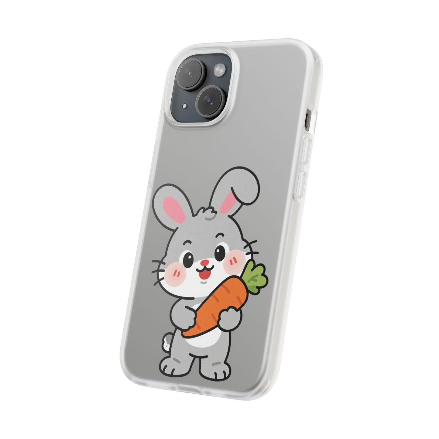 Playful Bunny Holding Carrot Phone Case – Soft, Charming Protective Cover