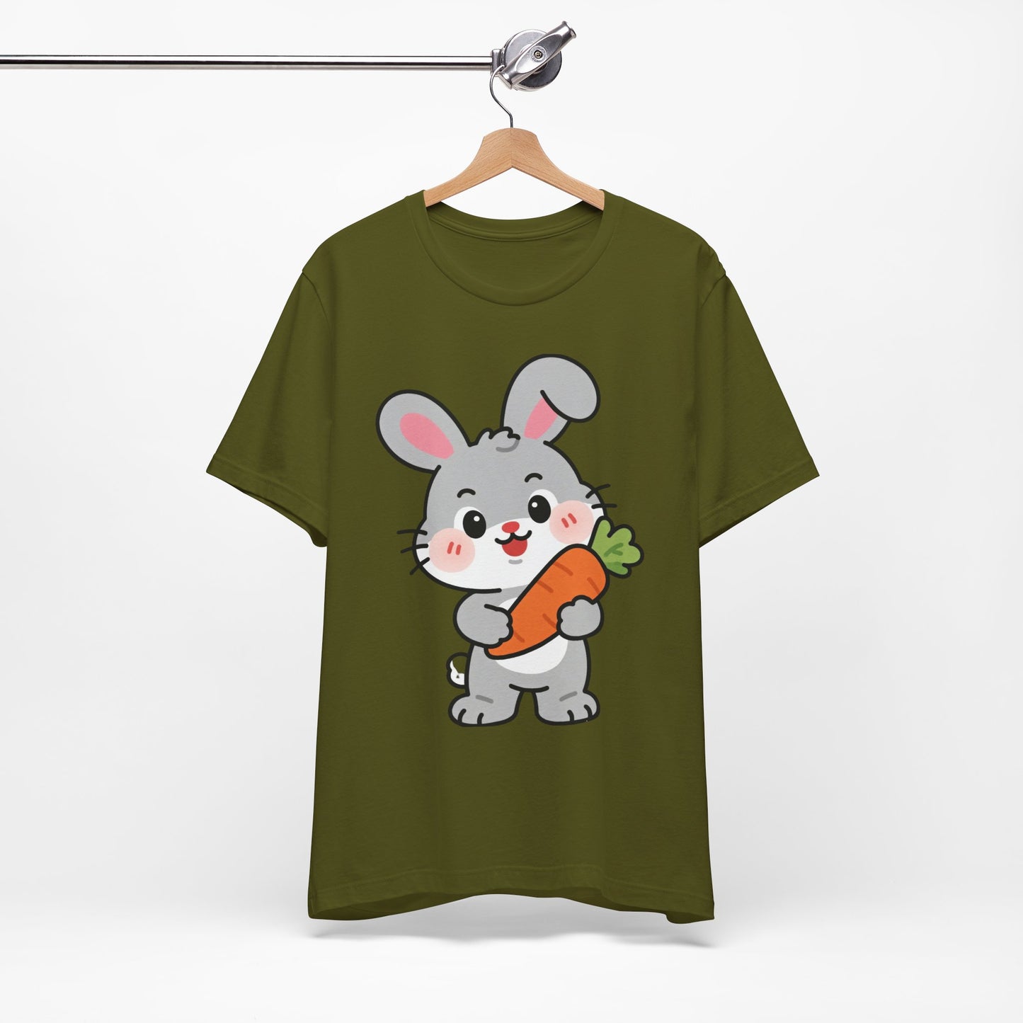Sweet Bunny & Carrot Graphic Tee – Soft Pastel Rabbit Illustration Shirt