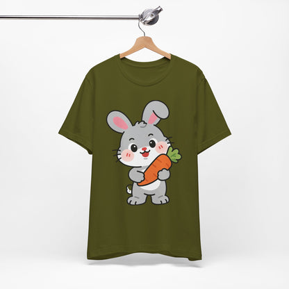 Sweet Bunny & Carrot Graphic Tee – Soft Pastel Rabbit Illustration Shirt