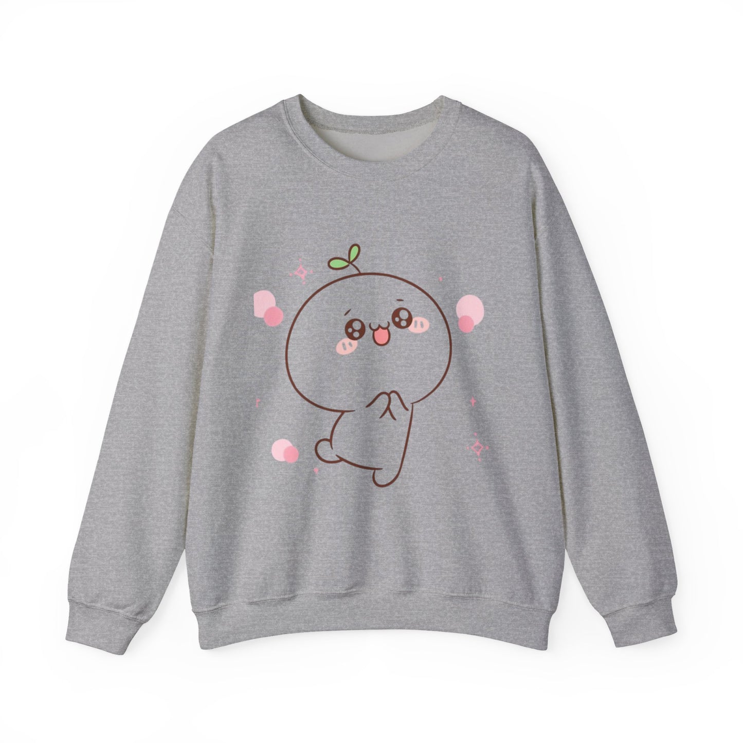 Blushing Peach Kawaii Sweatshirt – Soft Cute Cartoon Crewneck for Cozy Everyday Style