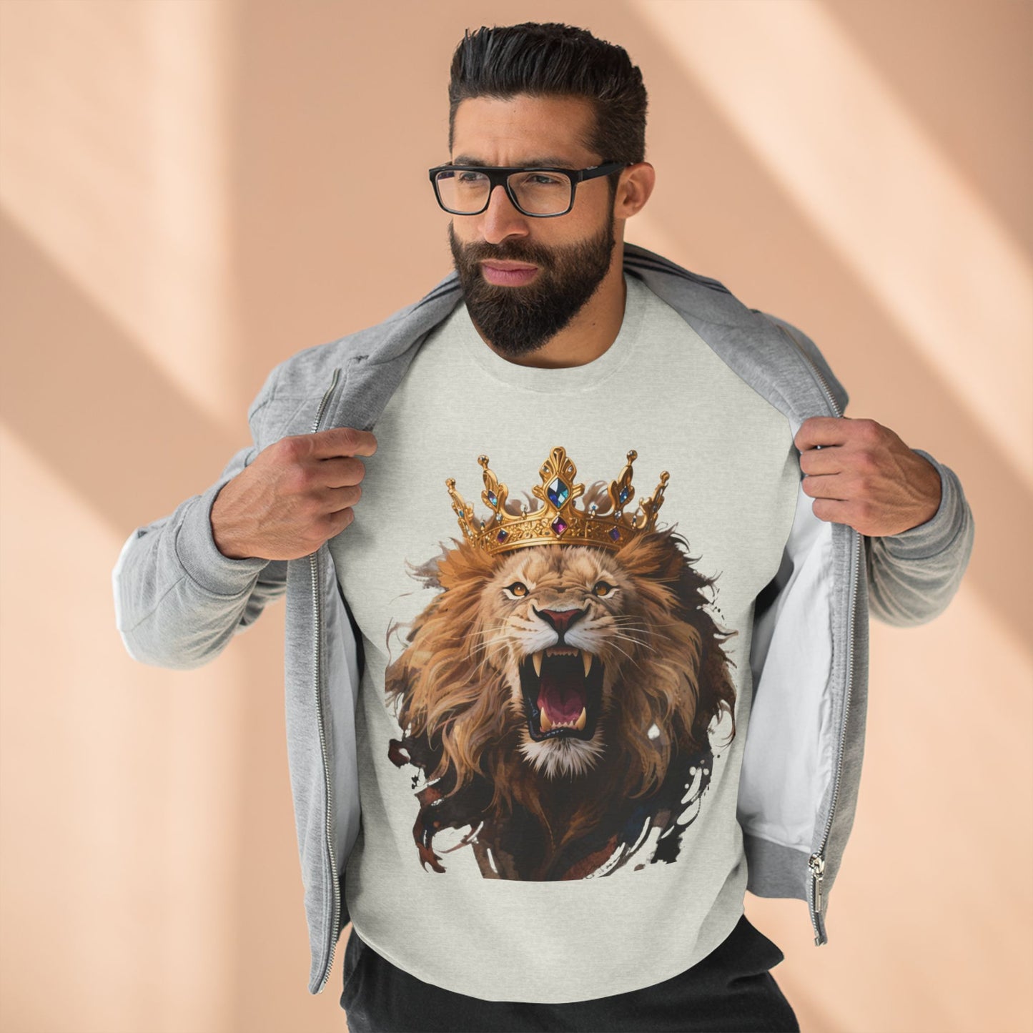 Royal King Lion Custom Crewneck Sweatshirt – Personalized Unisex Pullover