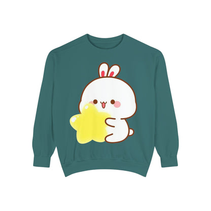 Kawaii Bunny and Star Sweatshirt – Cozy Cute Cartoon Crewneck for Dreamy Days
