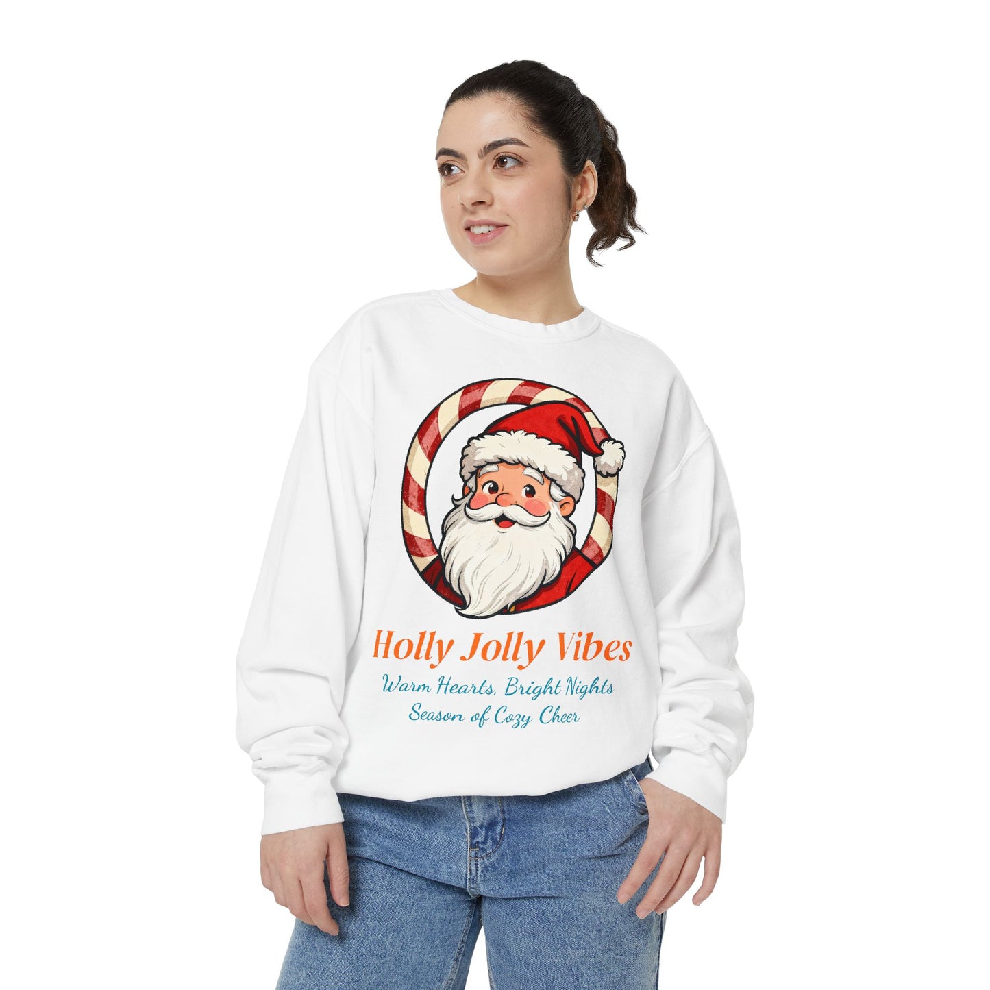 Vintage Santa Face Christmas Sweatshirt – Cozy “Holly Jolly” Holiday Pullover for Winter Cheer