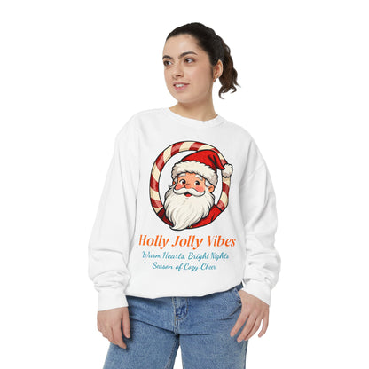 Vintage Santa Face Christmas Sweatshirt – Cozy “Holly Jolly” Holiday Pullover for Winter Cheer