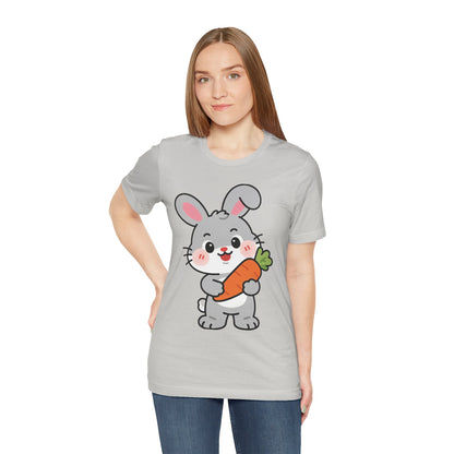 Sweet Bunny & Carrot Graphic Tee – Soft Pastel Rabbit Illustration Shirt