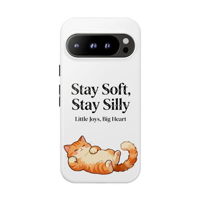 Orange Cat Aesthetic Phone Case – Stay Soft, Stay Silly | Custom Text Available | Little Joys, Big Heart